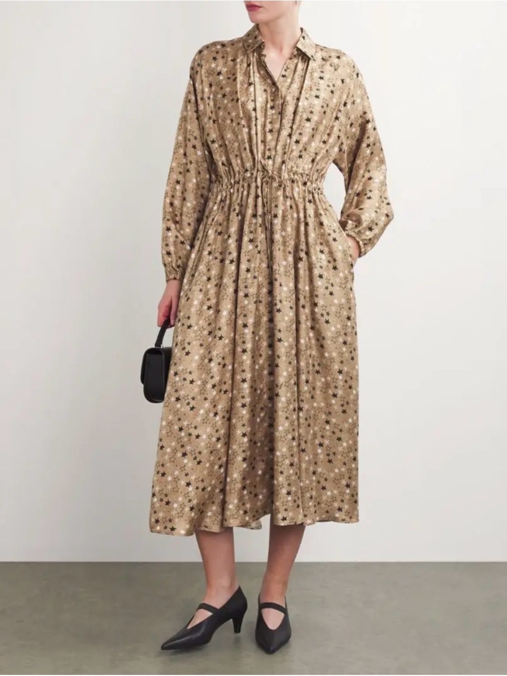 Maxmara Star Print Silk Midi Dress